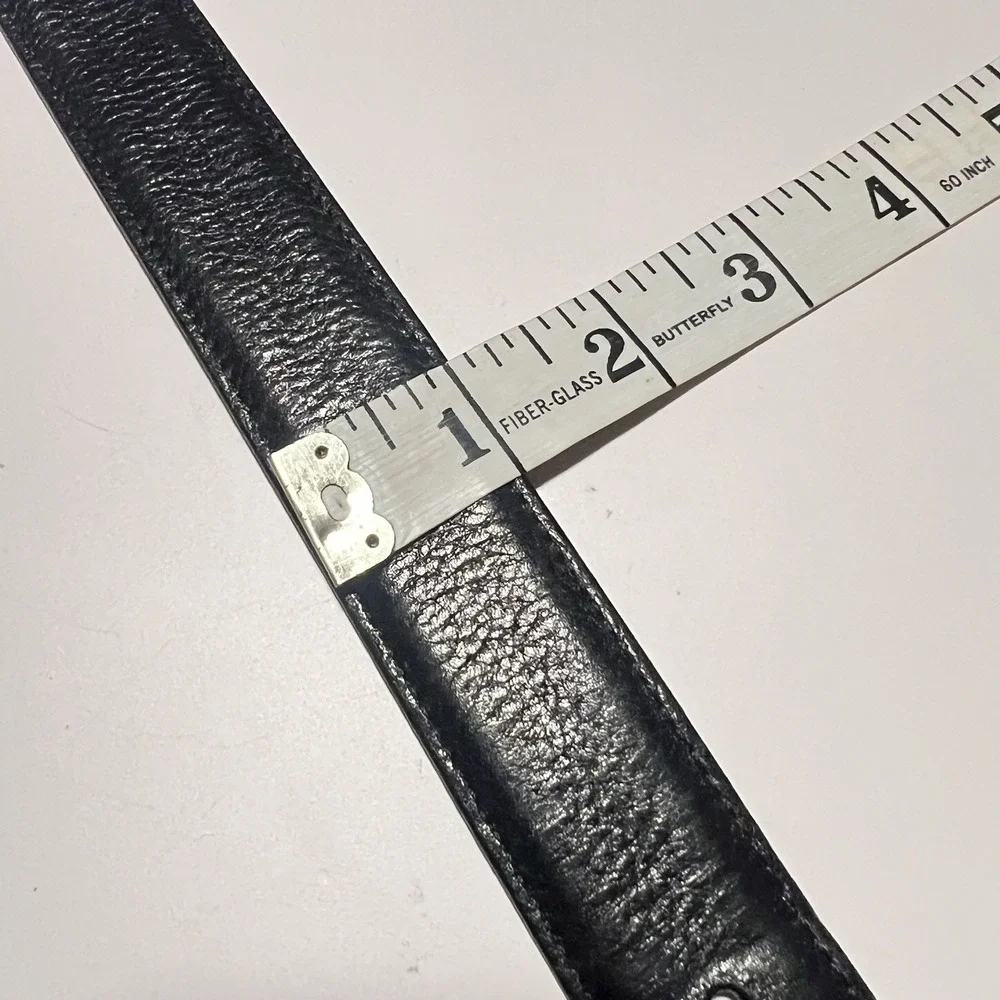 J. Hilburn Genuine Italian Calfskin Dress Belt Mens 36 Black Made in USA Classic